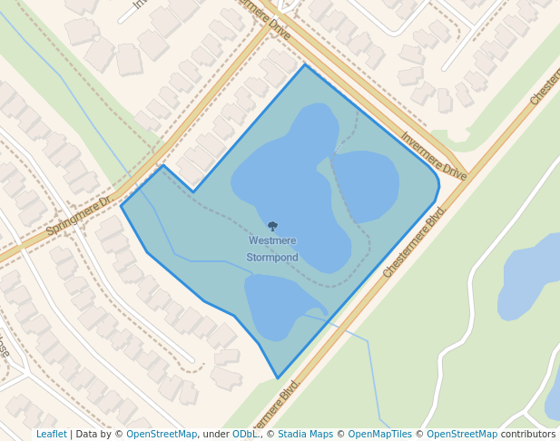 walking in Westmere Stormpond map in Chestermere