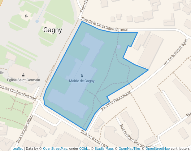 walking in Parc de l'Hôtel de Ville map in Gagny