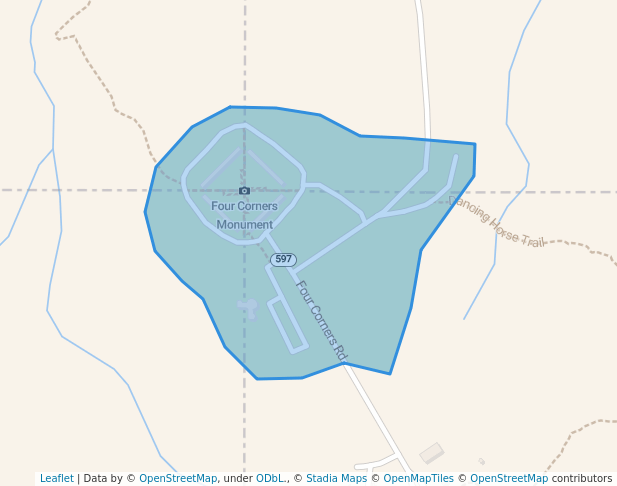 walking in Four Corners Monument map in Teec Nos Pos