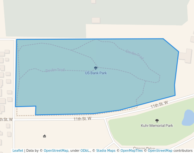 walking in US Bank Park map in Havre