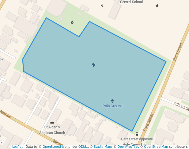 walking in Polo Ground map in Wellington