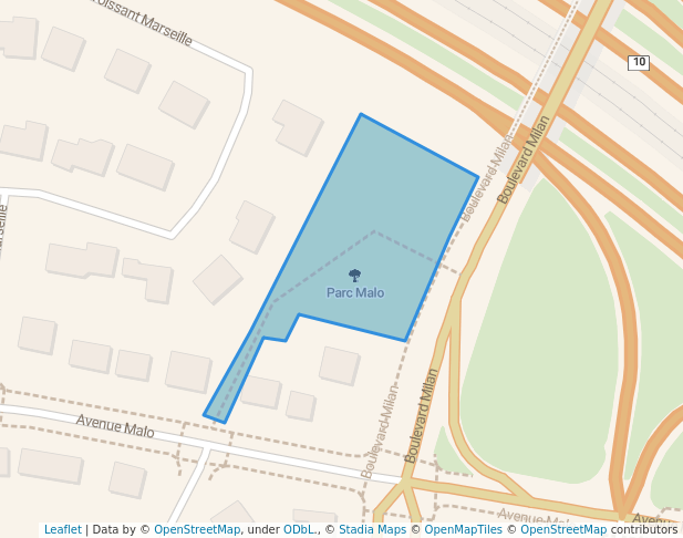 walking in Parc Malo map in Brossard