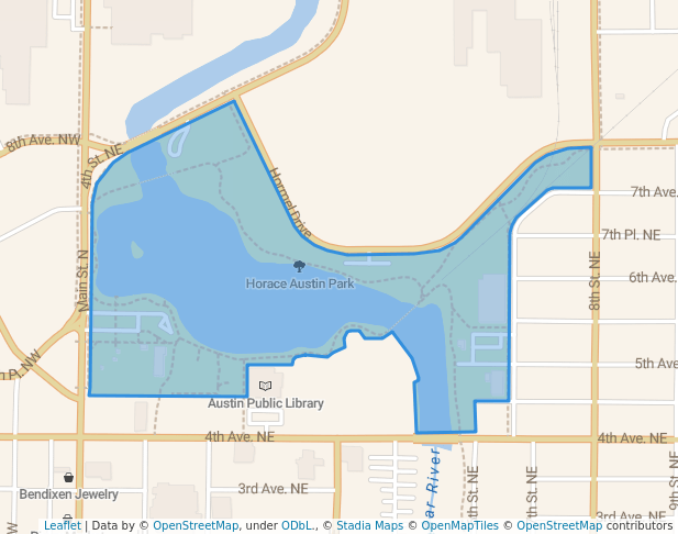 walking in Horace Austin Park map in Austin