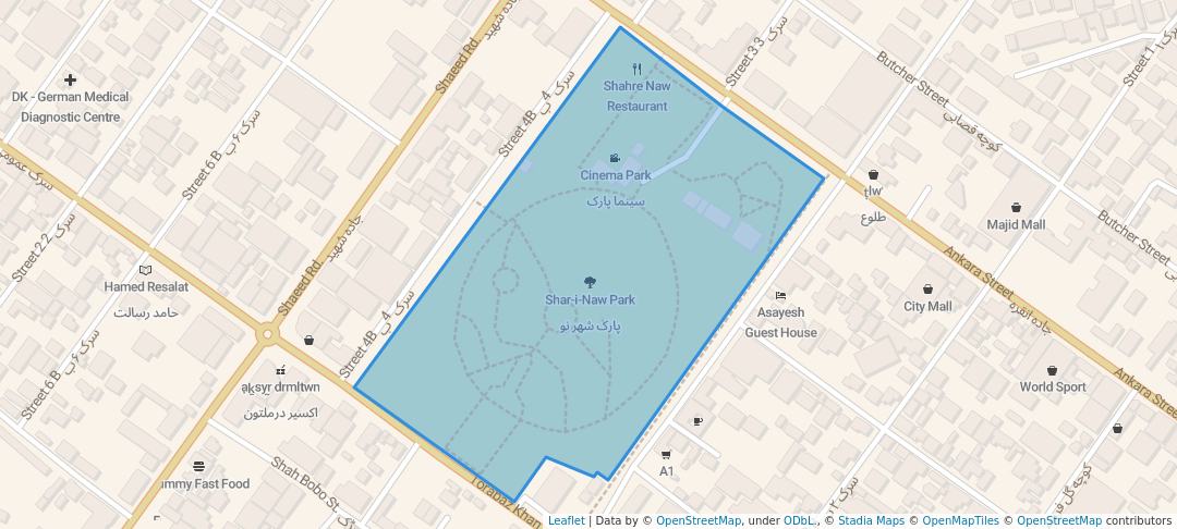 walking in Shar-i-Naw Park map in کابل