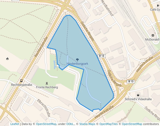 walking in Hindenburgpark map in Ingolstadt