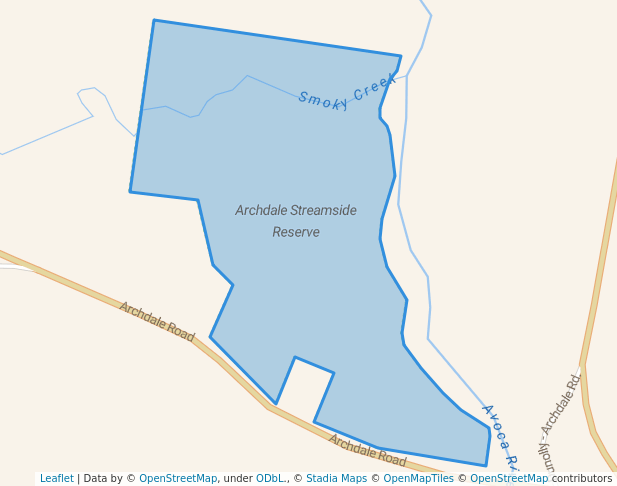 walking in Archdale Streamside Reserve map in Emu