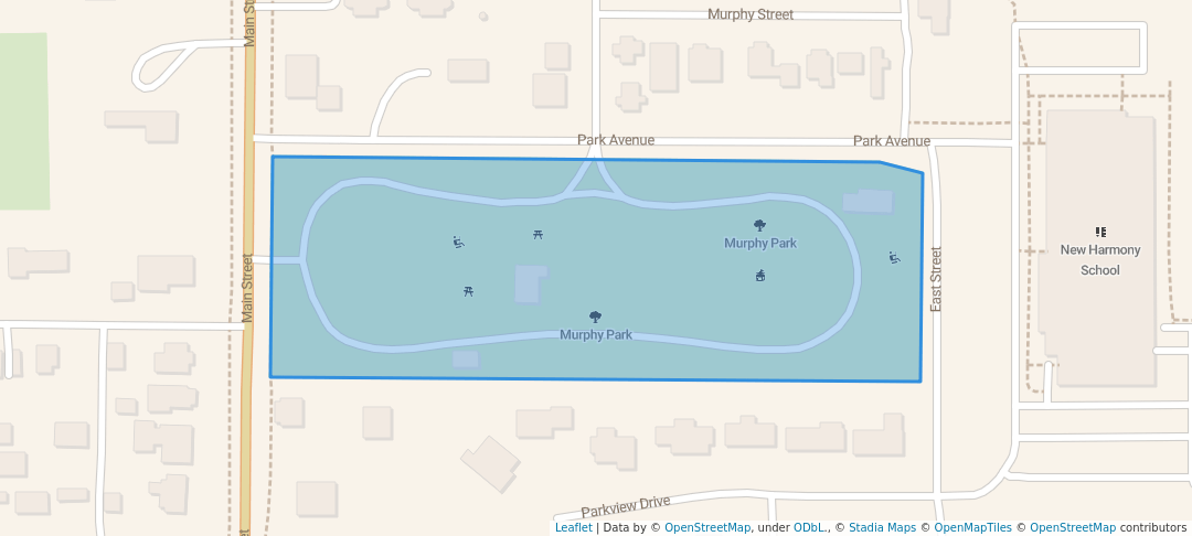 walking in Murphy Park map in New Harmony