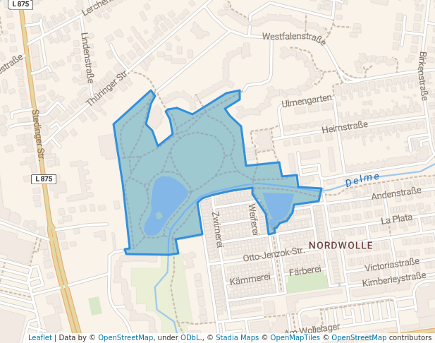 walking in Wollepark map in Delmenhorst