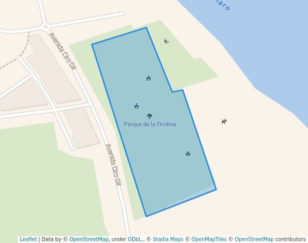 walking in Parque de la Tirolina map in San Roque