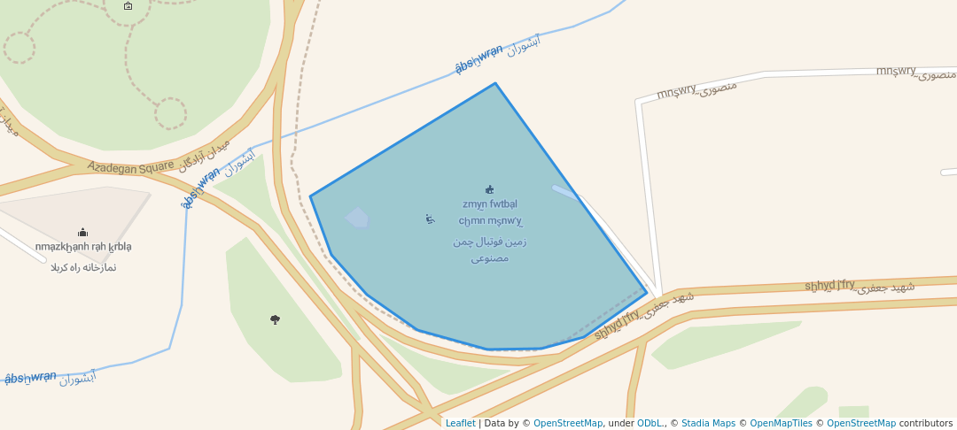 walking in Azadegan Park map in Kermanshah