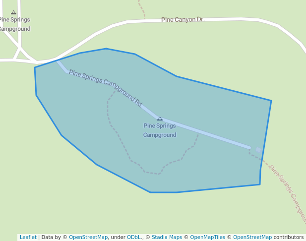 walking in Pine Springs Campground map in Pine Springs