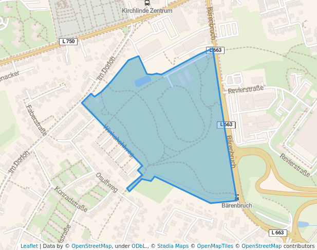 walking in Grünanlage "Bärenbruch" map in Dortmund