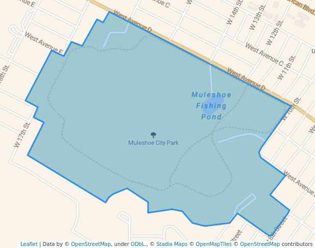 walking in Muleshoe City Park map in Muleshoe