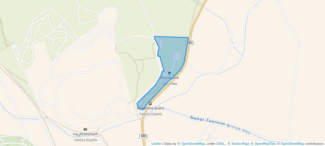 walking in Shuney park map in Binyamina-Giv'at Ada