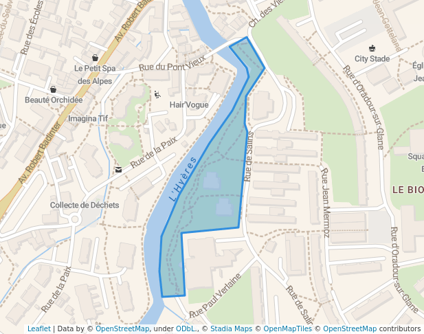 Parc urbain des Berges de l'Hyères in Cognin | Map and Routes