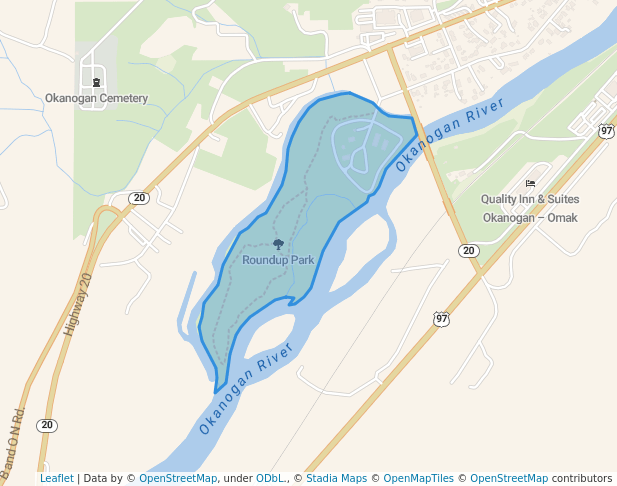 walking in Roundup Park map in Okanogan