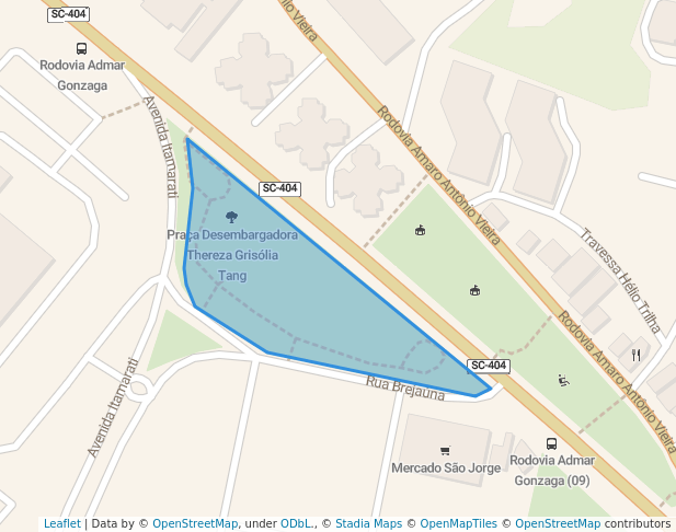 walking in Praça Desembargadora Thereza Grisólia Tang map in Florianópolis