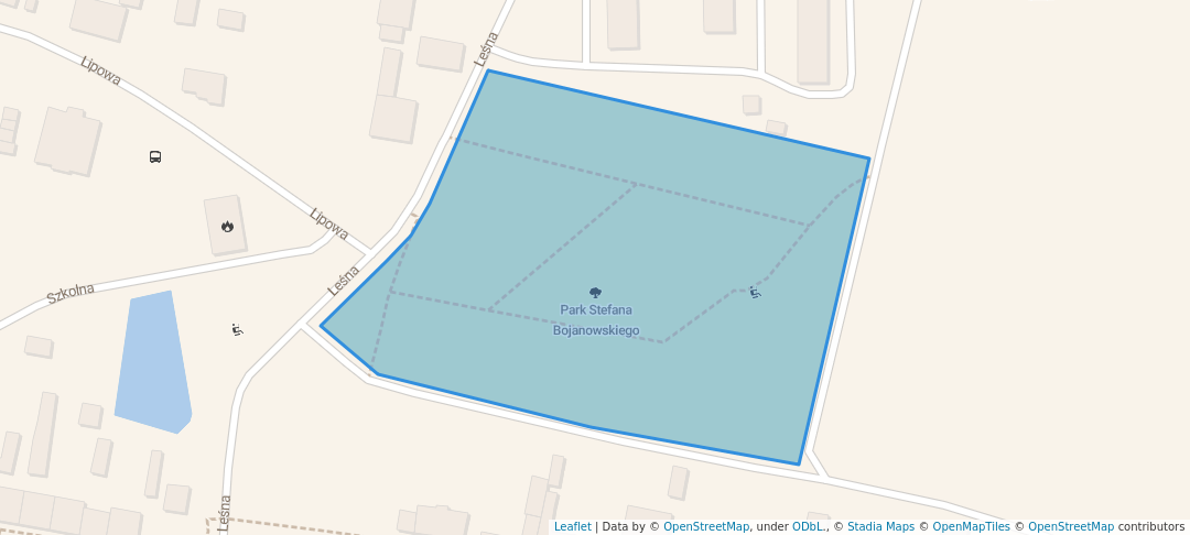 walking in Park Stefana Bojanowskiego map in Bojanowo