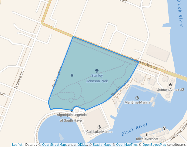 walking in Stanley Johnson Park map in South Haven