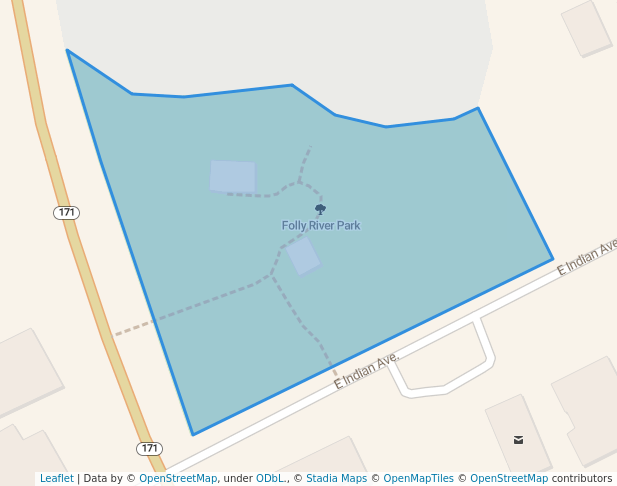 walking in Folly River Park map in Folly Beach