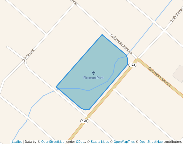 walking in Fireman Park map in Bridgeport