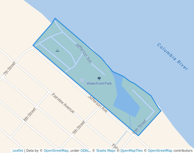 walking in Waterfront Park map in Bridgeport