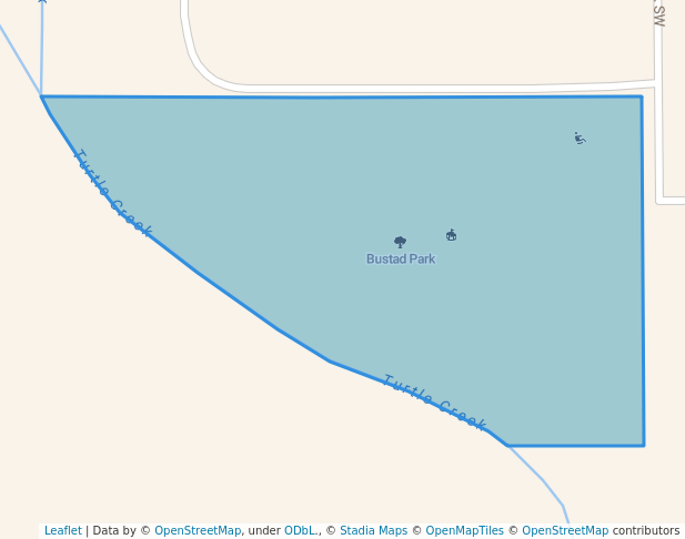 walking in Bustad Park map in Austin