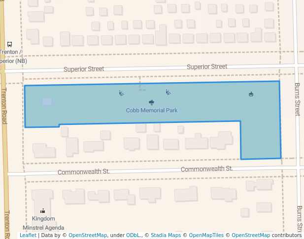 walking in Cobb Memorial Park map in Southgate