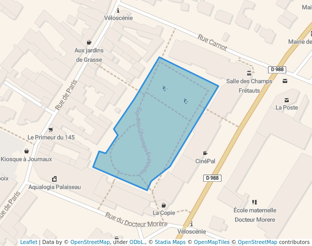 walking in Square des Champs Frétauts map in Palaiseau