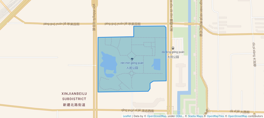 walking in 人民公园 map in Da Tong Shi