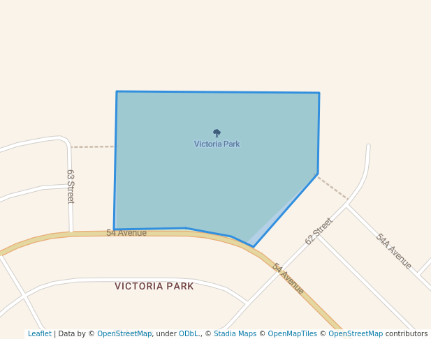 walking in Victoria Park map in Camrose