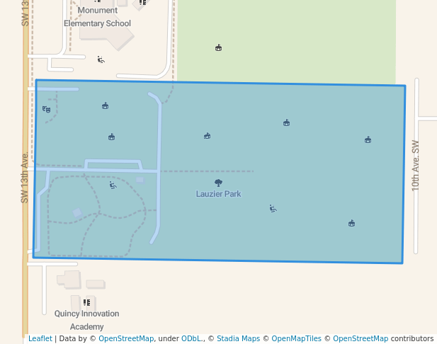 walking in Lauzier Park map in Quincy