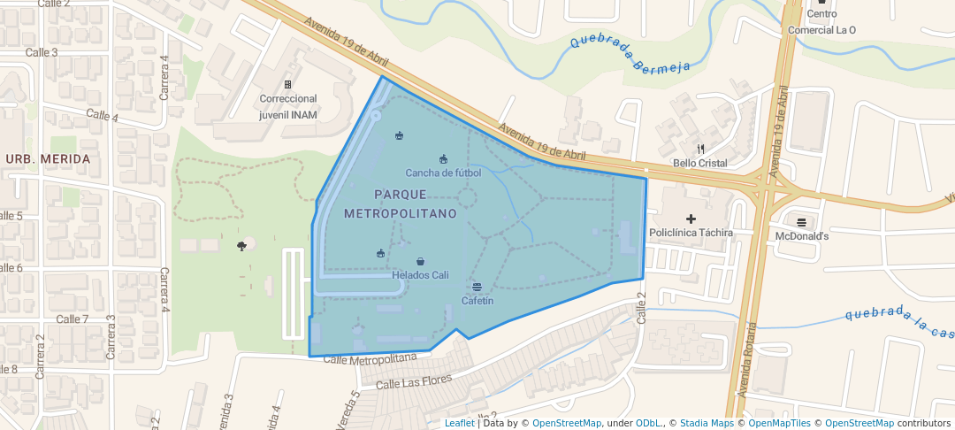 walking in Parque Metropolitano map in San Cristóbal