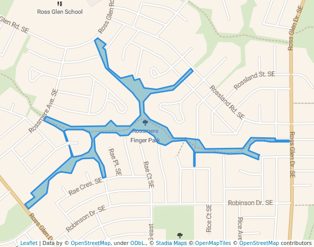 walking in Rossmere Finger Park map in Medicine Hat