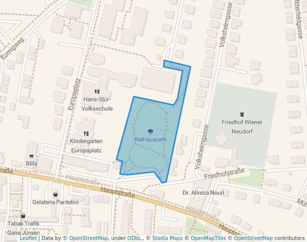 walking in Rathauspark map in Wiener Neudorf