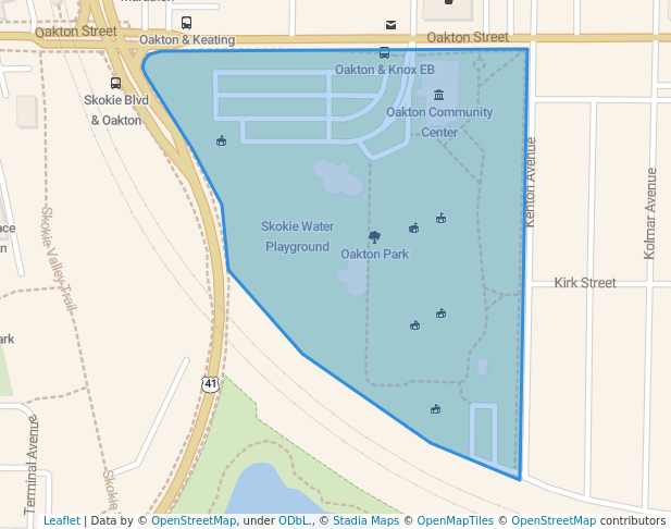 walking in Oakton Park map in Skokie