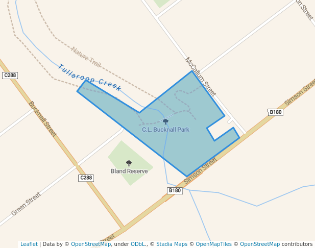 walking in C.L. Bucknall Park map in Carisbrook