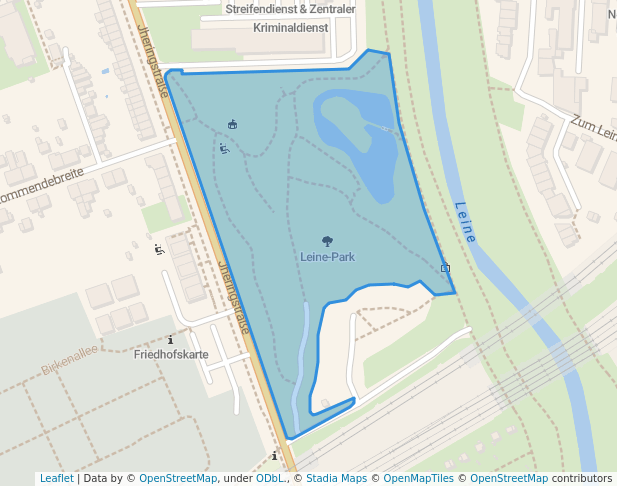 walking in Leine-Park map in Göttingen