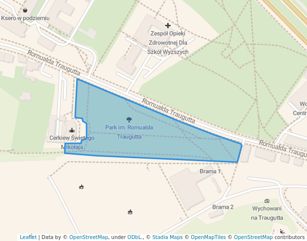 walking in Park im. Romualda Traugutta map in Gdańsk