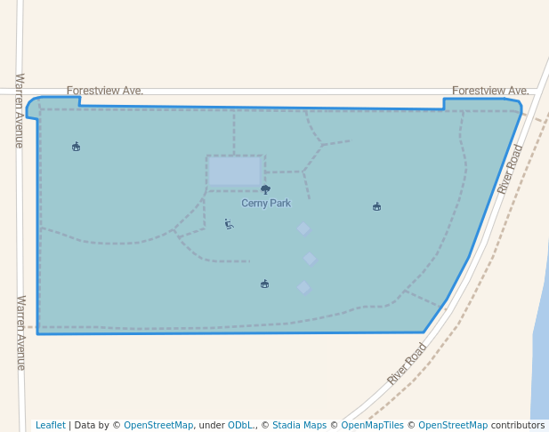 walking in Cerny Park map in Warrenville