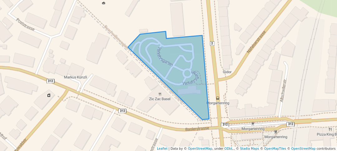 walking in Verkehrsgarten Basel-Stadt map in Allschwil