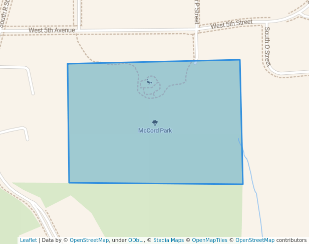 walking in McCord Park map in Indianola