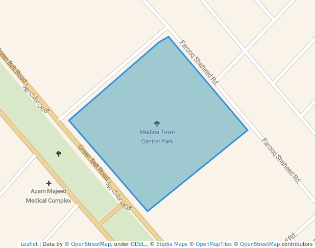 walking in Medina Town Central Park map in Faisalabad