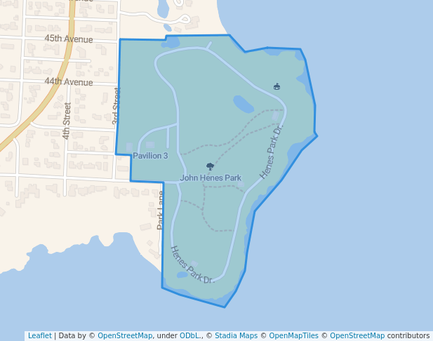 walking in John Henes Park map in Menominee