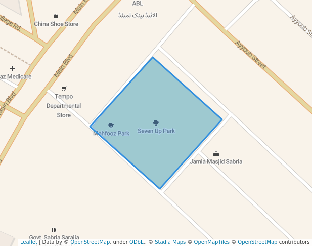 walking in Seven Up Park map in Faisalabad