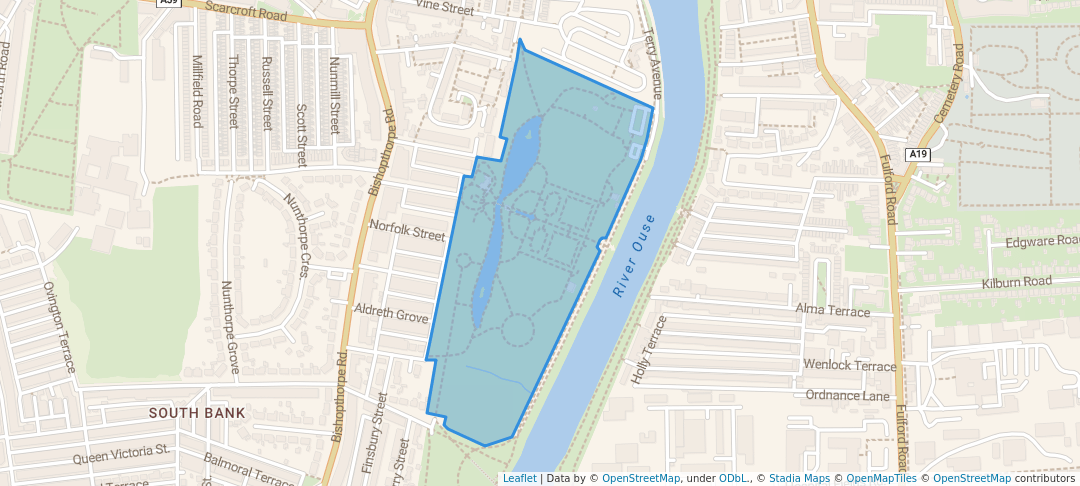 walking in Rowntree Park map in York