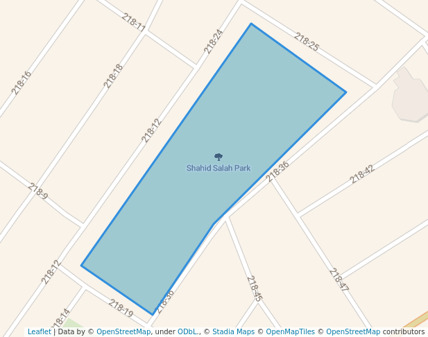 walking in Shahid Salah Park map in Sulaymaniyah