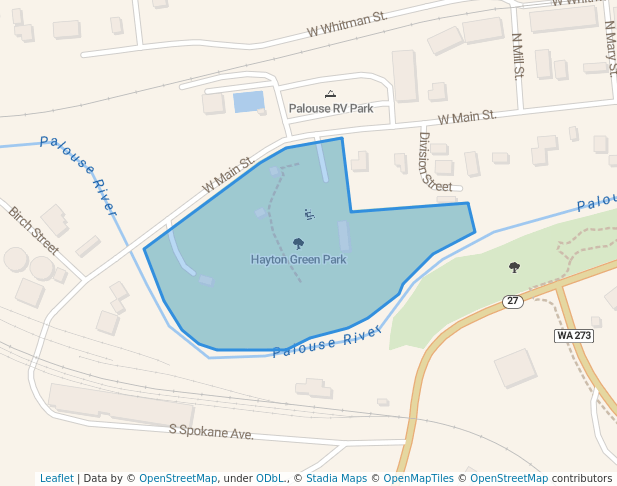 walking in Hayton Green Park map in Palouse