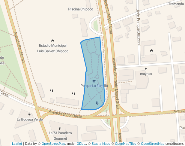 walking in Parque La Familia map in Barranco