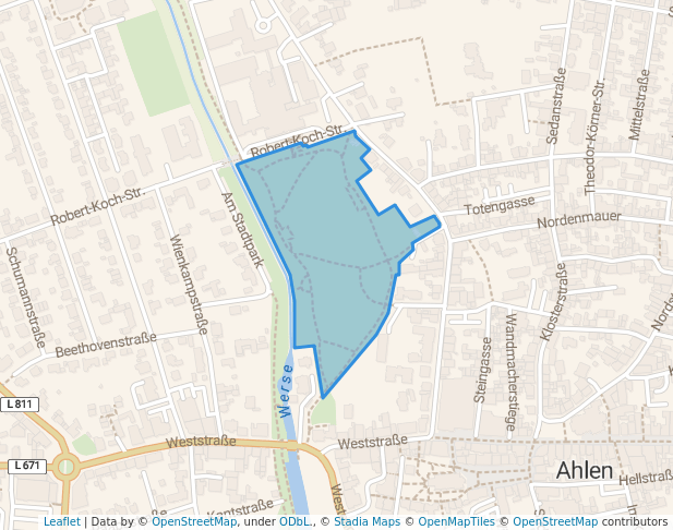 walking in Stadtpark Kampenwiese map in Ahlen